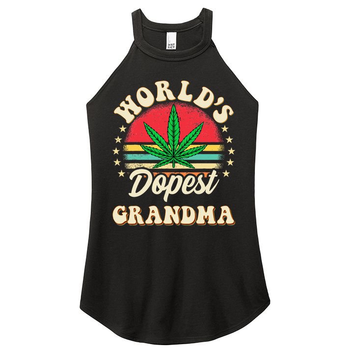 Funny 420 Weed Pot Vintage Matching Worlds Dopest Grandma Women's Perfect Tri Rocker Tank
