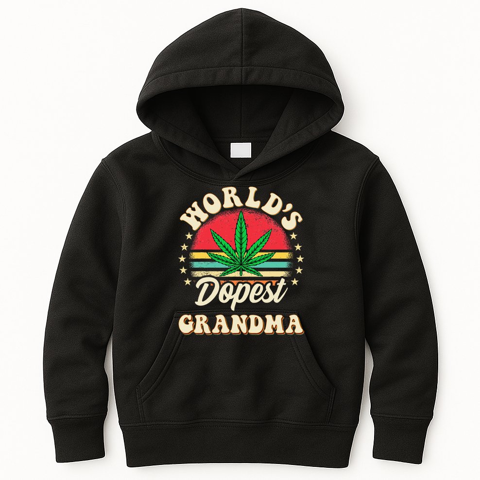 Funny 420 Weed Pot Vintage Matching Worlds Dopest Grandma Kids Hoodie