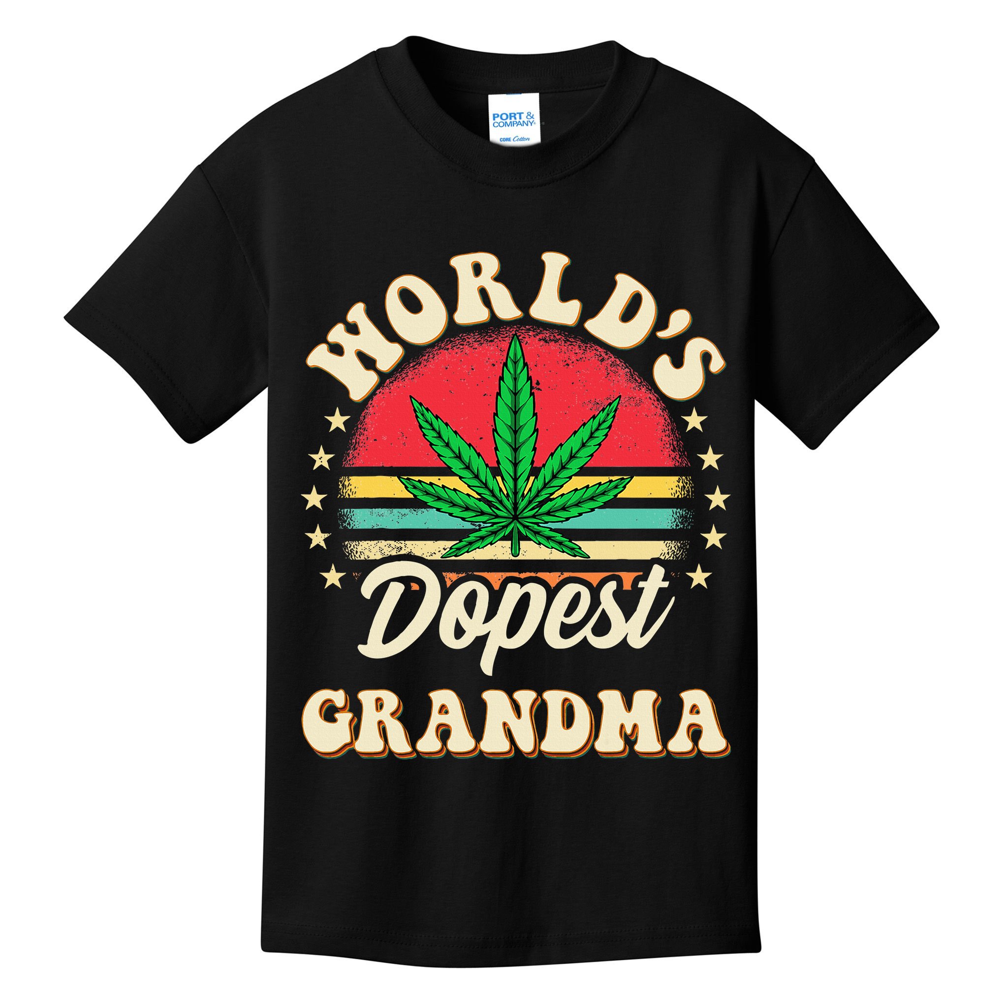 Funny 420 Weed Pot Vintage Matching Worlds Dopest Grandma Kids T-Shirt