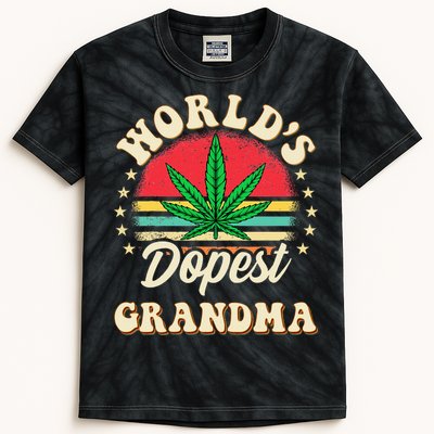 Funny 420 Weed Pot Vintage Matching Worlds Dopest Grandma Kids Tie-Dye T-Shirt