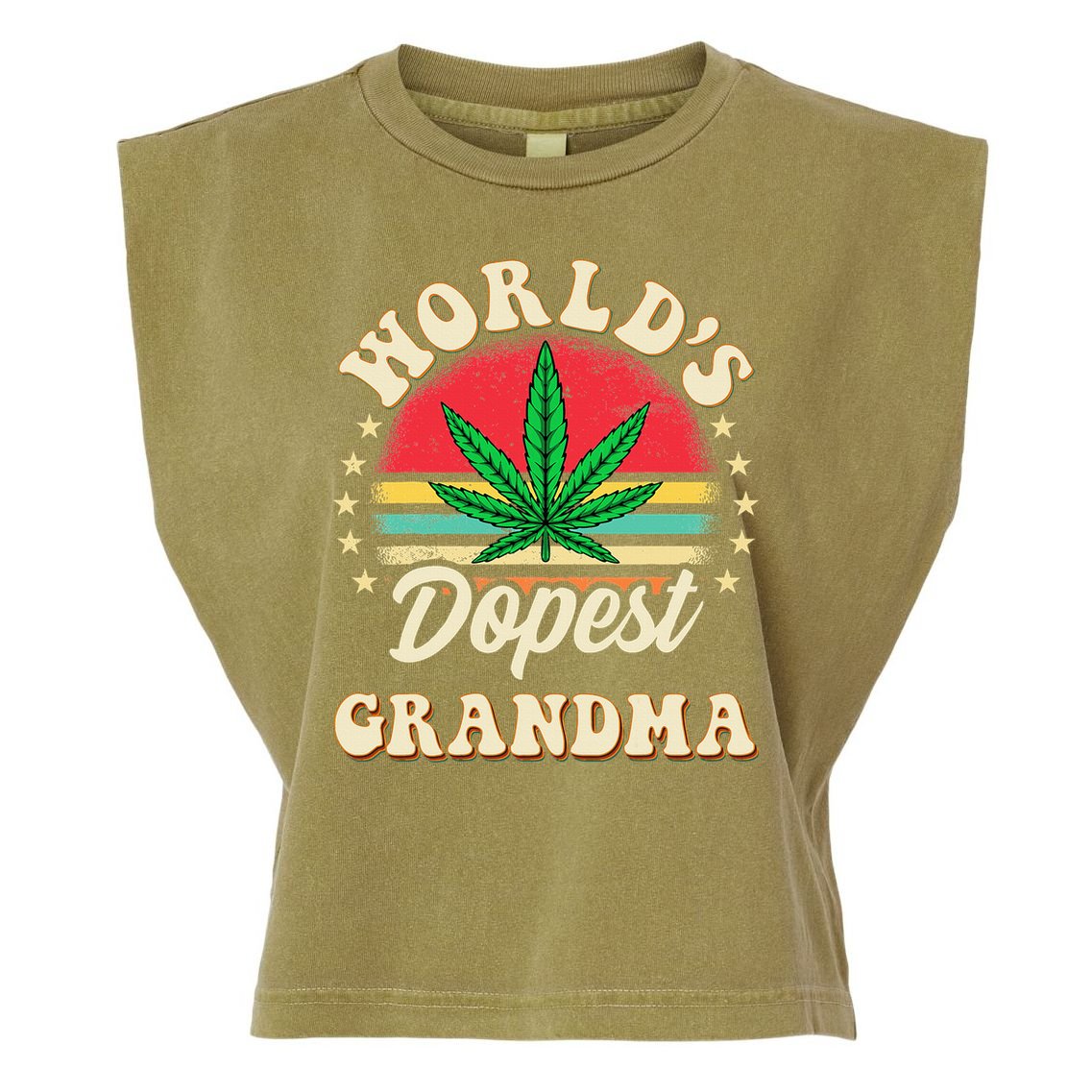 Funny 420 Weed Pot Vintage Matching Worlds Dopest Grandma Garment-Dyed Women's Muscle Tee