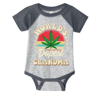 Funny 420 Weed Pot Vintage Matching Worlds Dopest Grandma Infant Baby Jersey Bodysuit