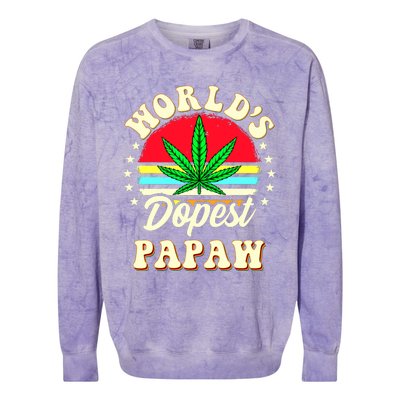 Funny 420 Weed Pot Vintage Matching Worlds Dopest Papaw Colorblast Crewneck Sweatshirt