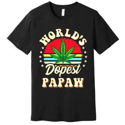 Funny 420 Weed Pot Vintage Matching Worlds Dopest Papaw Premium T-Shirt