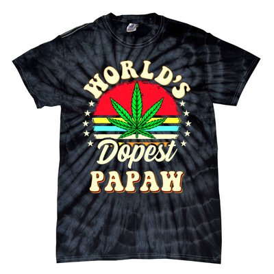 Funny 420 Weed Pot Vintage Matching Worlds Dopest Papaw Tie-Dye T-Shirt