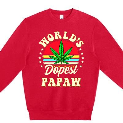 Funny 420 Weed Pot Vintage Matching Worlds Dopest Papaw Premium Crewneck Sweatshirt