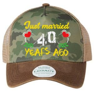 Funny 40th Wedding Anniversary Just Married 40 Years Ago Legacy Tie Dye Trucker Hat