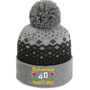 Funny 40th Wedding Anniversary Just Married 40 Years Ago The Baniff Cuffed Pom Beanie