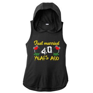 Funny 40th Wedding Anniversary Just Married 40 Years Ago Ladies PosiCharge Tri-Blend Wicking Draft Hoodie Tank