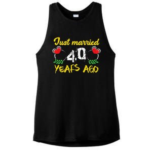 Funny 40th Wedding Anniversary Just Married 40 Years Ago Ladies PosiCharge Tri-Blend Wicking Tank