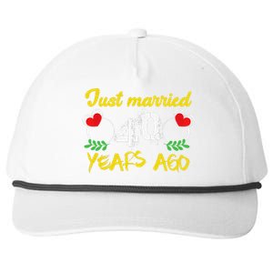 Funny 40th Wedding Anniversary Just Married 40 Years Ago Snapback Five-Panel Rope Hat