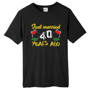 Funny 40th Wedding Anniversary Just Married 40 Years Ago Tall Fusion ChromaSoft Performance T-Shirt