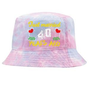 Funny 40th Wedding Anniversary Just Married 40 Years Ago Tie-Dyed Bucket Hat