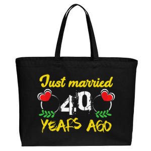 Funny 40th Wedding Anniversary Just Married 40 Years Ago Cotton Canvas Jumbo Tote