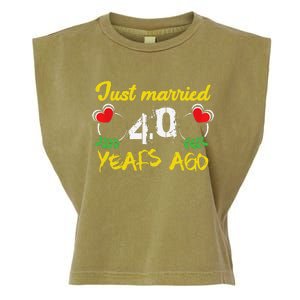 Funny 40th Wedding Anniversary Just Married 40 Years Ago Garment-Dyed Women's Muscle Tee