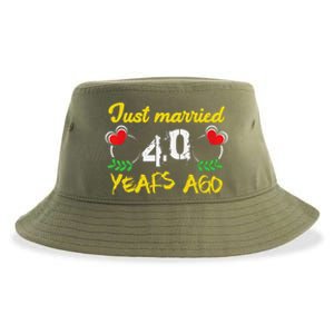 Funny 40th Wedding Anniversary Just Married 40 Years Ago Sustainable Bucket Hat