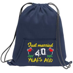 Funny 40th Wedding Anniversary Just Married 40 Years Ago Sweatshirt Cinch Pack Bag