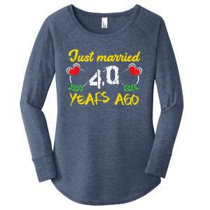 Funny 40th Wedding Anniversary Just Married 40 Years Ago Women's Perfect Tri Tunic Long Sleeve Shirt