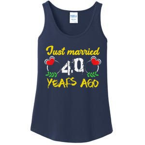 Funny 40th Wedding Anniversary Just Married 40 Years Ago Ladies Essential Tank