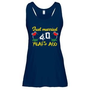 Funny 40th Wedding Anniversary Just Married 40 Years Ago Ladies Essential Flowy Tank