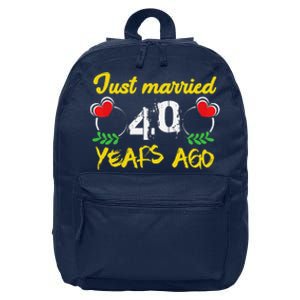 Funny 40th Wedding Anniversary Just Married 40 Years Ago 16 in Basic Backpack