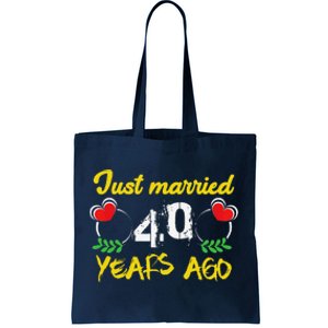 Funny 40th Wedding Anniversary Just Married 40 Years Ago Tote Bag