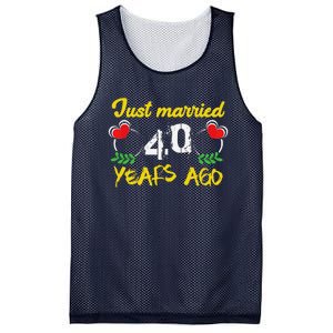 Funny 40th Wedding Anniversary Just Married 40 Years Ago Mesh Reversible Basketball Jersey Tank