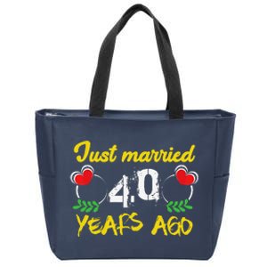 Funny 40th Wedding Anniversary Just Married 40 Years Ago Zip Tote Bag