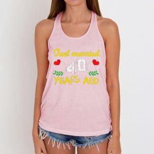 Funny 40th Wedding Anniversary Just Married 40 Years Ago Women's Knotted Racerback Tank