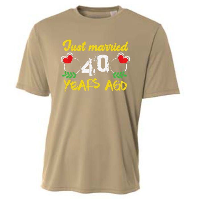 Funny 40th Wedding Anniversary Just Married 40 Years Ago Cooling Performance Crew T-Shirt