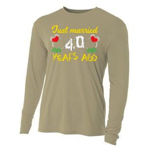 Funny 40th Wedding Anniversary Just Married 40 Years Ago Cooling Performance Long Sleeve Crew