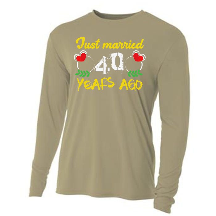 Funny 40th Wedding Anniversary Just Married 40 Years Ago Cooling Performance Long Sleeve Crew