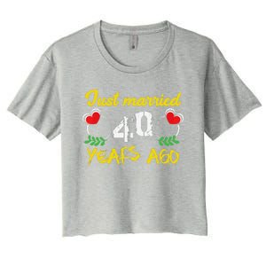 Funny 40th Wedding Anniversary Just Married 40 Years Ago Women's Crop Top Tee