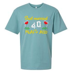 Funny 40th Wedding Anniversary Just Married 40 Years Ago Sueded Cloud Jersey T-Shirt