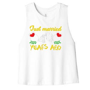 Funny 40th Wedding Anniversary Just Married 40 Years Ago Women's Racerback Cropped Tank