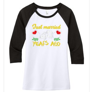 Funny 40th Wedding Anniversary Just Married 40 Years Ago Women's Tri-Blend 3/4-Sleeve Raglan Shirt