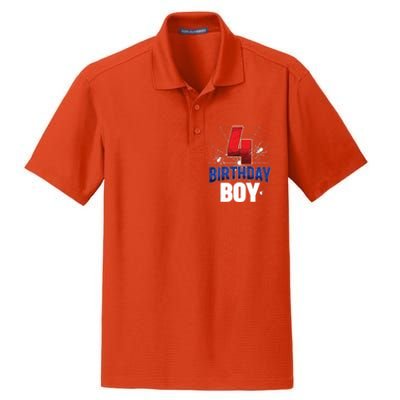 Four 4 Year Old 4th Birthday Boy Spider Web 4yr Party Dry Zone Grid Polo