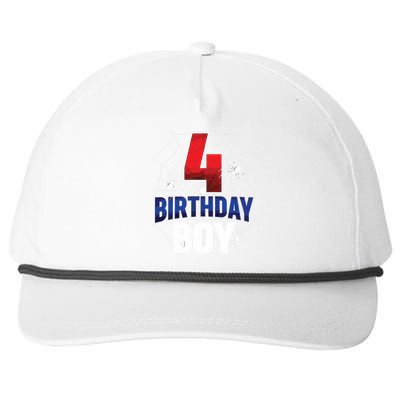 Four 4 Year Old 4th Birthday Boy Spider Web 4yr Party Snapback Five-Panel Rope Hat