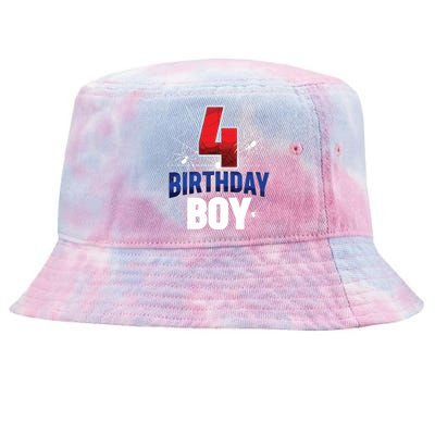 Four 4 Year Old 4th Birthday Boy Spider Web 4yr Party Tie-Dyed Bucket Hat