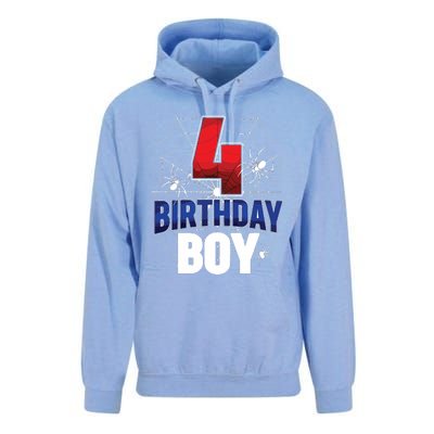 Four 4 Year Old 4th Birthday Boy Spider Web 4yr Party Unisex Surf Hoodie