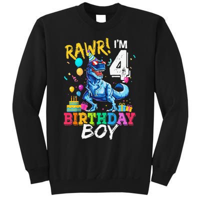 Funny 4 Year Old 4th Birthday T Rex Dinosaur Sweatshirt