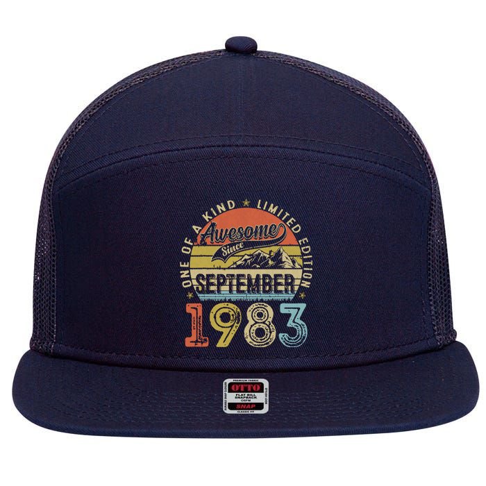 Funny 40 Year Old September 1983 Vintage 40th Birthday Gifts 7 Panel Mesh Trucker Snapback Hat