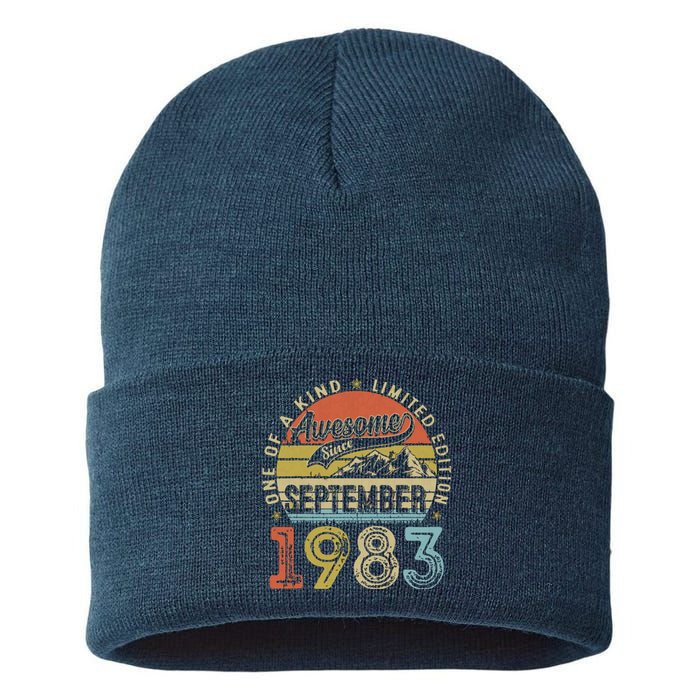 Funny 40 Year Old September 1983 Vintage 40th Birthday Gifts Sustainable Knit Beanie