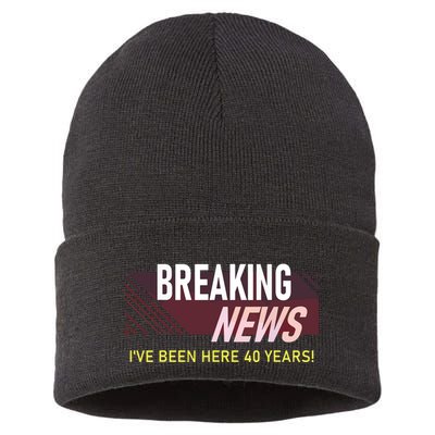Funny 40 Year Work Anniversary 40th Employee Appreciation Sustainable Knit Beanie