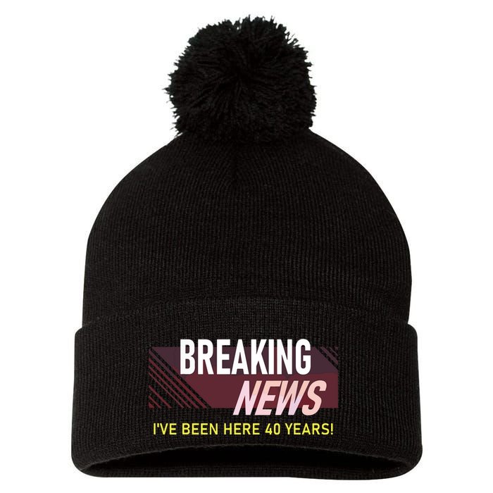 Funny 40 Year Work Anniversary 40th Employee Appreciation Pom Pom 12in Knit Beanie
