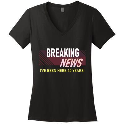 Funny 40 Year Work Anniversary 40th Employee Appreciation Women's V-Neck T-Shirt