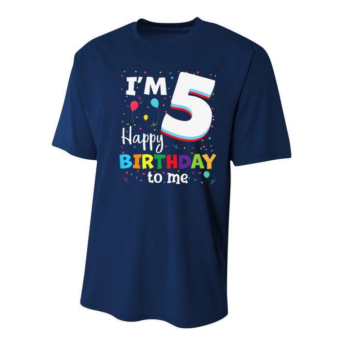 Five 5yr 5th Birthday Happy Birthday 5 Years Old Youth Performance Sprint T-Shirt