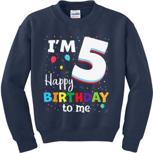 Five 5yr 5th Birthday Happy Birthday 5 Years Old Kids Sweatshirt