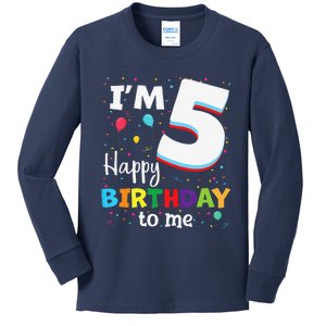 Five 5yr 5th Birthday Happy Birthday 5 Years Old Kids Long Sleeve Shirt