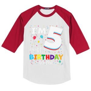 Five 5yr 5th Birthday Happy Birthday 5 Years Old Kids Colorblock Raglan Jersey